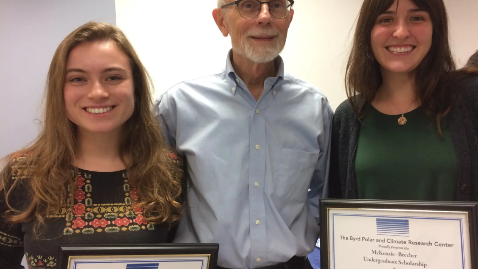 Lily Kleban and Becky Anderson received McKenzie–Brecher Undergraduate Research Scholarships.