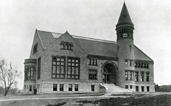 Black and white photo of Orton Hall from 1895