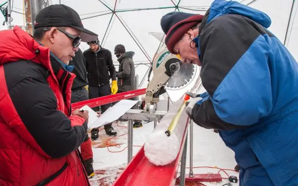 Lonnie with ice core